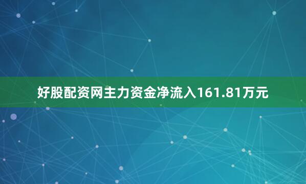 好股配资网主力资金净流入161.81万元